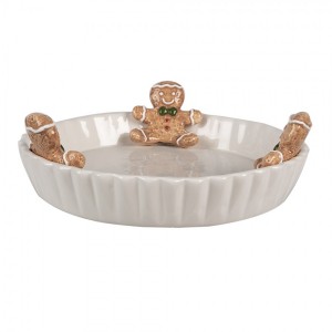 Bílá keramická mísa Perníček Gingerbread - Ø 23*3*7 cm
