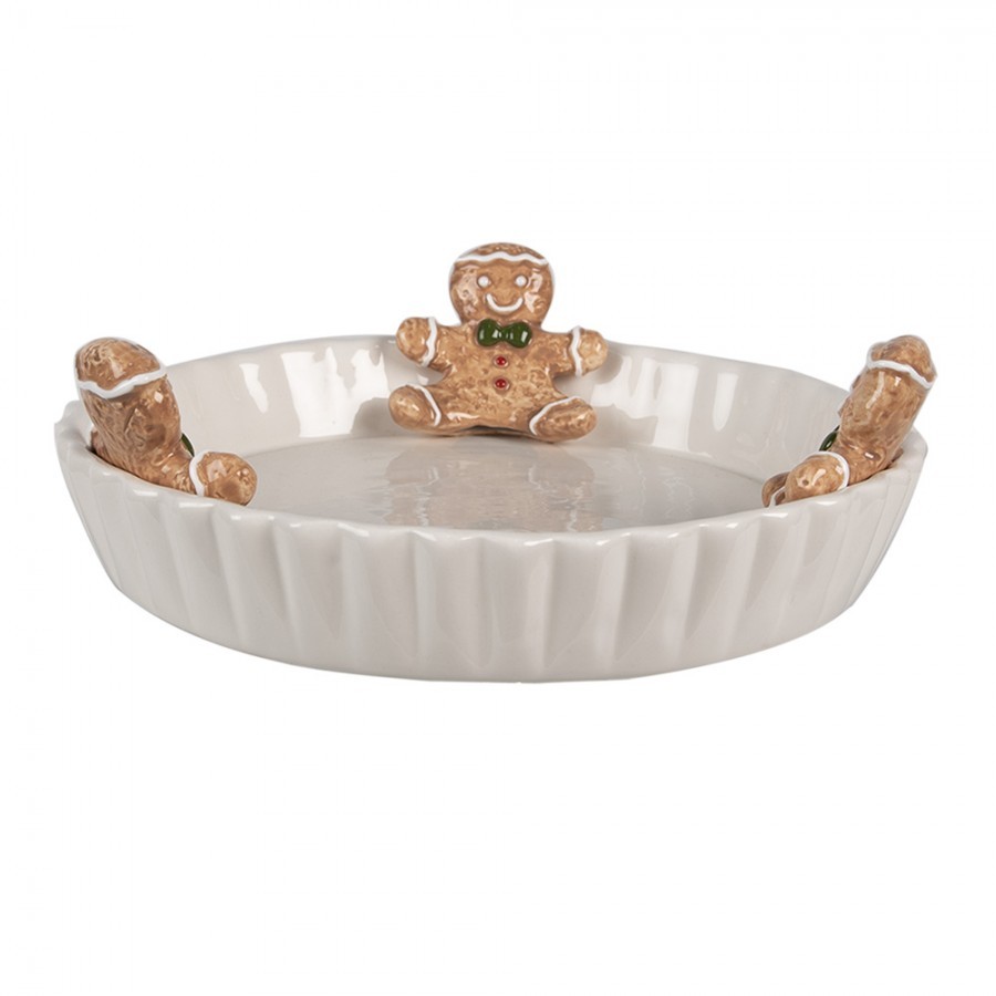 Bílá keramická mísa Perníček Gingerbread - Ø 23*3*7 cm