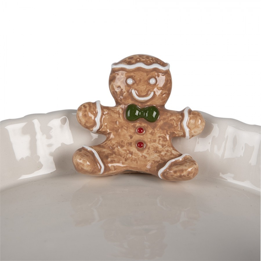 Bílá keramická mísa Perníček Gingerbread - Ø 23*3*7 cm