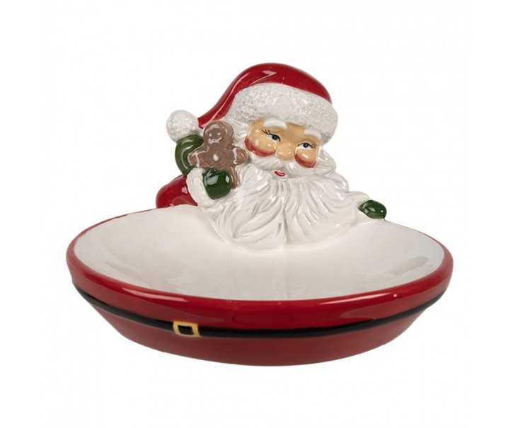 Dekorační keramická miska Santa Claus s perníčkem - 16*19*3 / 10 cm