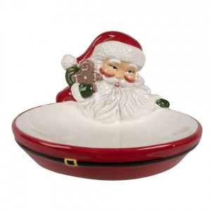 Dekorační keramická miska Santa Claus s perníčkem - 16*19*3 / 10 cm