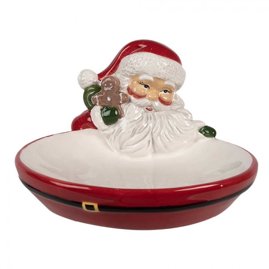 Dekorační keramická miska Santa Claus s perníčkem - 16*19*3 / 10 cm