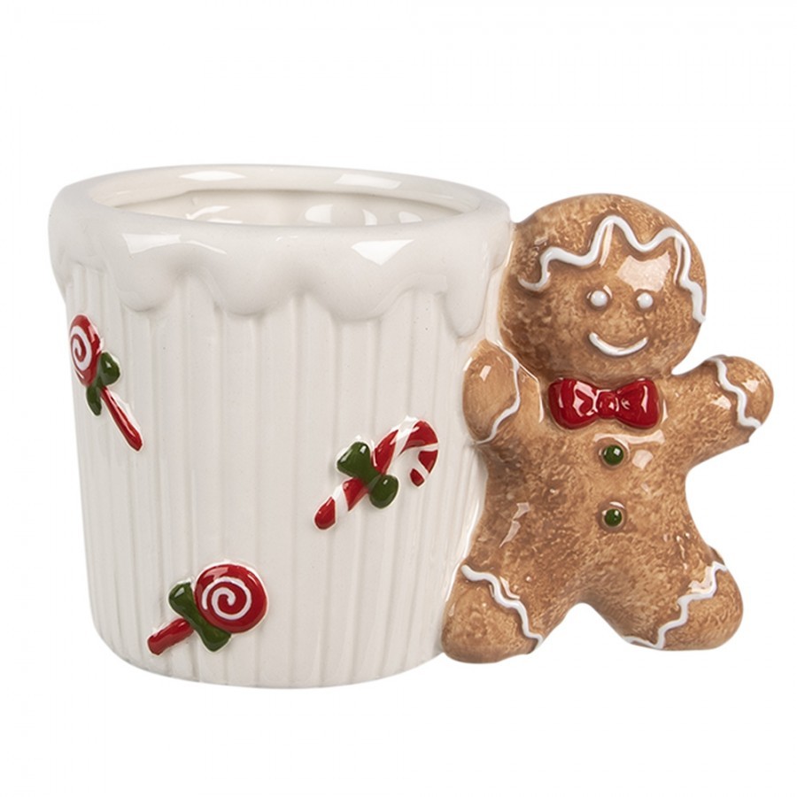 Bílý keramický hrneček Perníček Gingerbread - 15*10*10 cm  / 350 ml Clayre & Eef