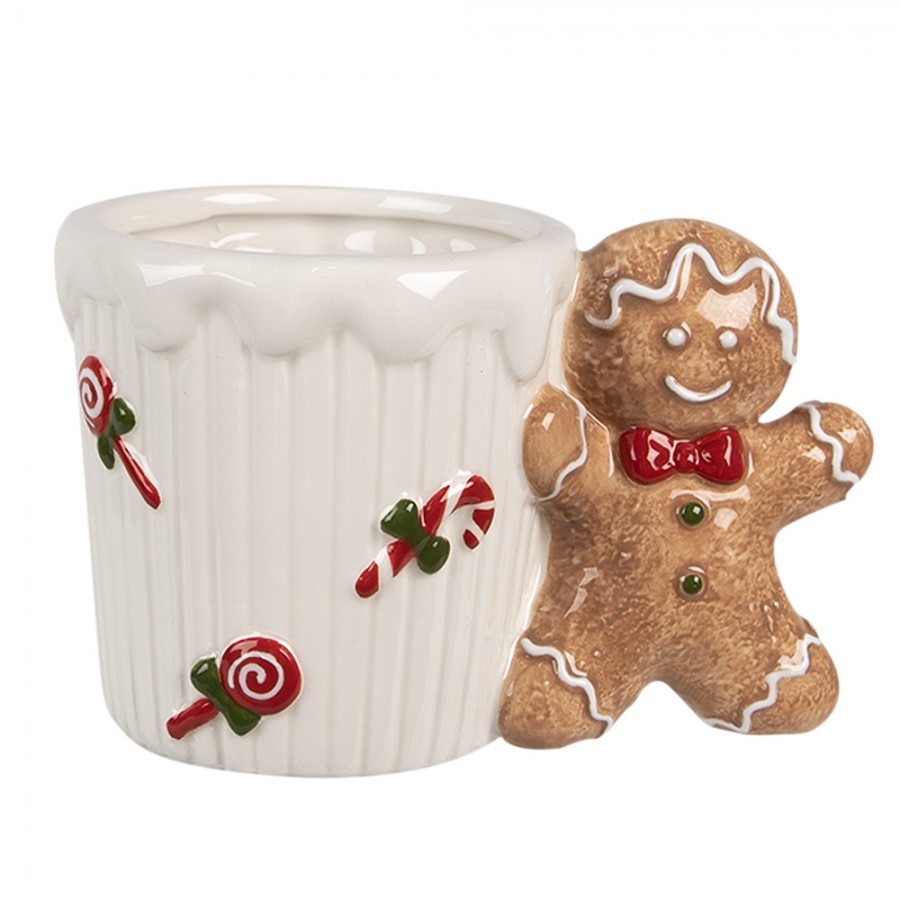 Bílý keramický hrneček Perníček Gingerbread - 15*10*10 cm / 350 ml