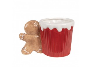 Červený keramický hrneček Perníček Gingerbread - 15*10*10 cm / 350 ml