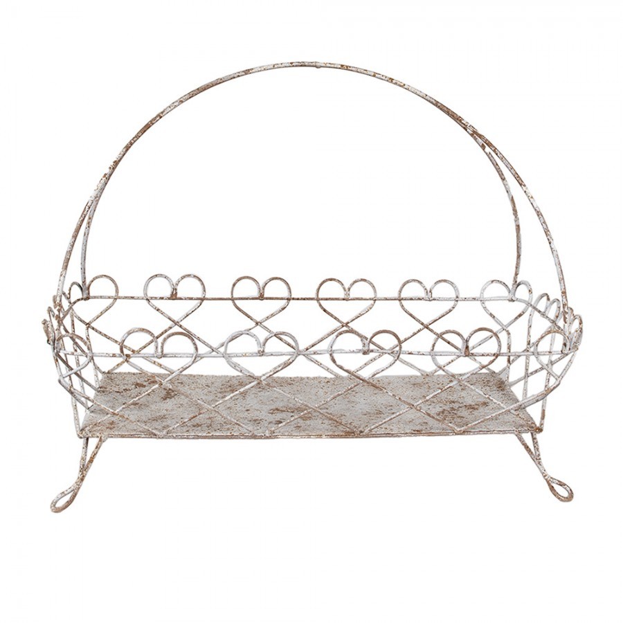 Šedý kovový vintage podnos La Roque s patinou - 50*24*41 cm