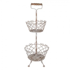Šedý kovový vintage etažér La Roque s patinou - Ø 28*74 cm