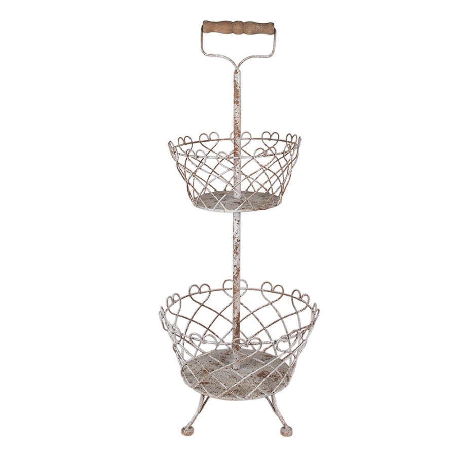 Šedý kovový vintage etažér La Roque s patinou - Ø 28*74 cm