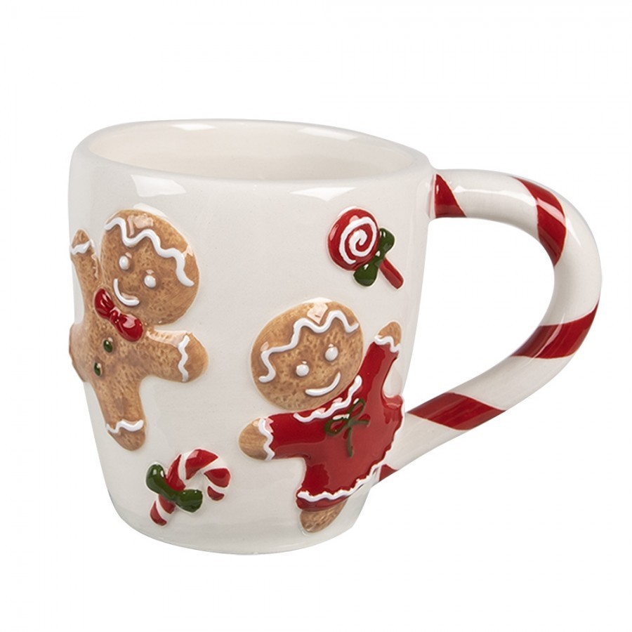 Bílý hrnek s perníčky Gingerbread - 14*9*10 cm / 325 ml