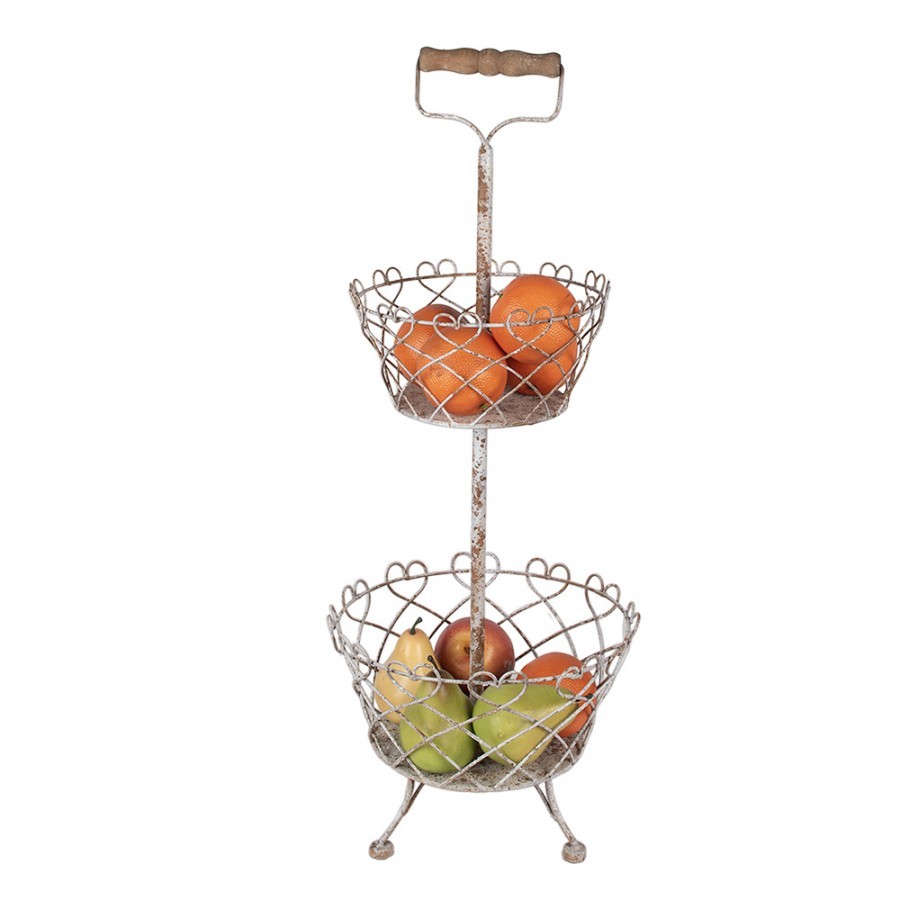 Šedý kovový vintage etažér La Roque s patinou - Ø 28*74 cm