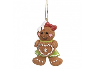 Hnědá vánoční závěsná ozdoba holčička Perníček Gingerbread - 5*1*8 cm