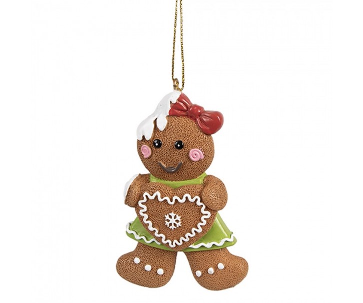 Hnědá vánoční závěsná ozdoba holčička Perníček Gingerbread - 5*1*8 cm