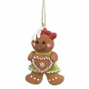 Hnědá vánoční závěsná ozdoba holčička Perníček Gingerbread - 5*1*8 cm Barva: hnědáMateriál: PolyresinHmotnost: 0,04 kg