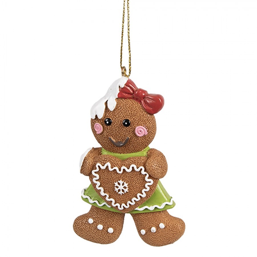 Hnědá vánoční závěsná ozdoba holčička Perníček Gingerbread - 5*1*8 cm