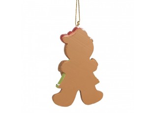 Hnědá vánoční závěsná ozdoba holčička Perníček Gingerbread - 5*1*8 cm