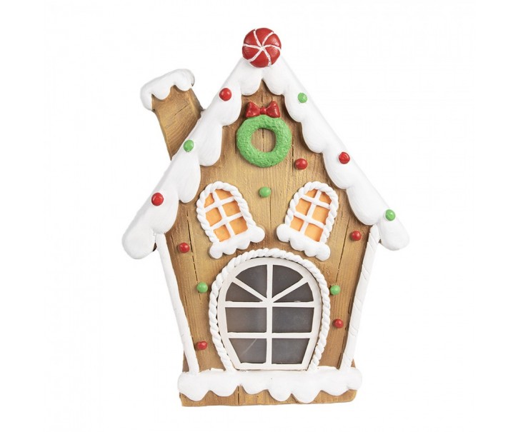 Hnědá svítící perníková chaloupka Gingerbread House - 27*11*36 cm