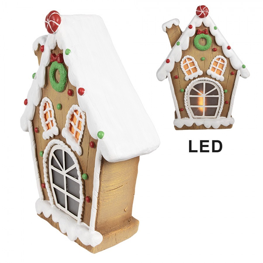 Hnědá svítící perníková chaloupka Gingerbread House - 27*11*36 cm