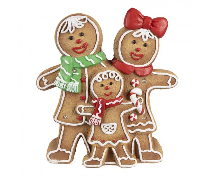 Hnědá vánoční svítící dekorace rodina Perníček Gingerbread - 31*10*35 cm Clayre & Eef