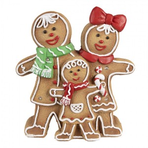 Hnědá vánoční svítící dekorace rodina Perníček Gingerbread - 31*10*35 cm