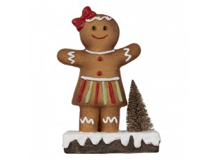 Hnědá vánoční dekorace holčička Perníček Gingerbread - 15*7*21 cm