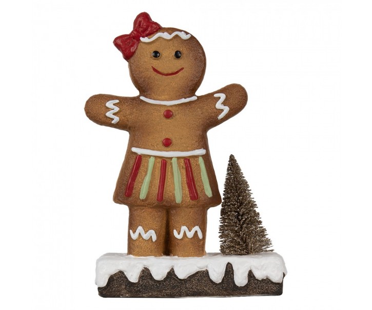 Hnědá vánoční dekorace holčička Perníček Gingerbread - 15*7*21 cm