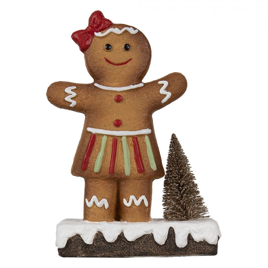 Hnědá vánoční dekorace holčička Perníček Gingerbread - 15*7*21 cm
