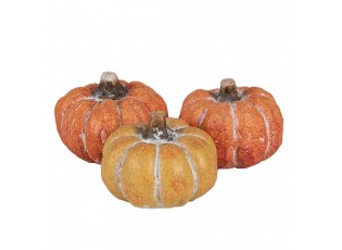 Set 3ks keramická oranžová dekorace dýně Pumpkin - Ø 5*4 cm 