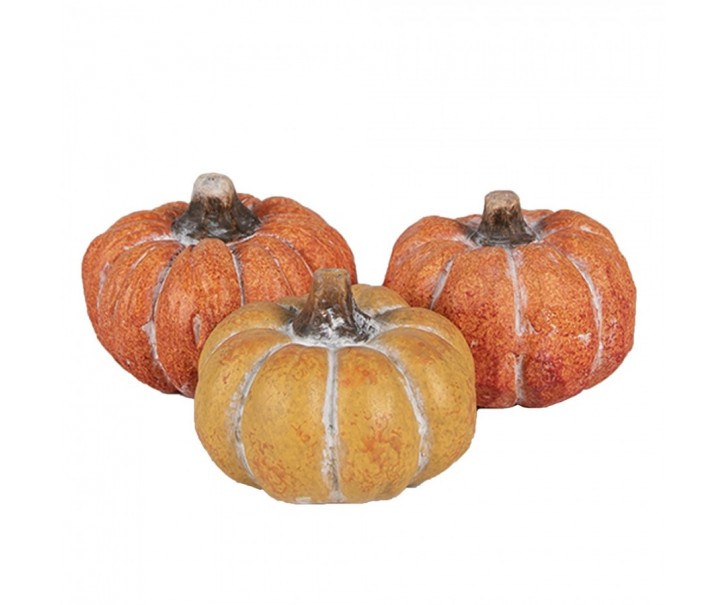 Set 3ks keramická oranžová dekorace dýně Pumpkin - Ø 5*4 cm 