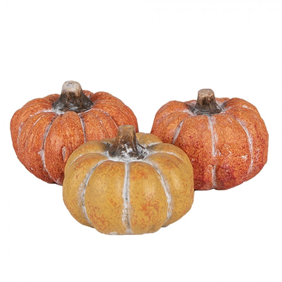 Set 3ks keramická oranžová dekorace dýně Pumpkin - Ø 5*4 cm 