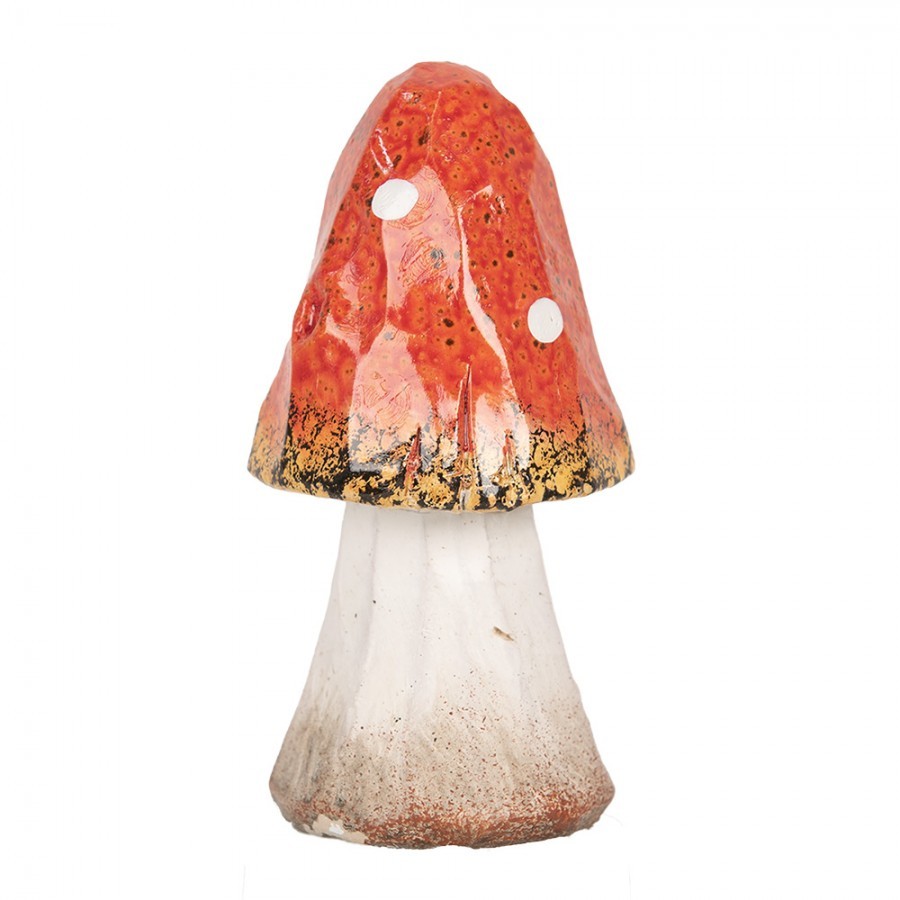 Bílo-červená keramická dekorace houba Muchomůrka - Ø 6*11 cm 