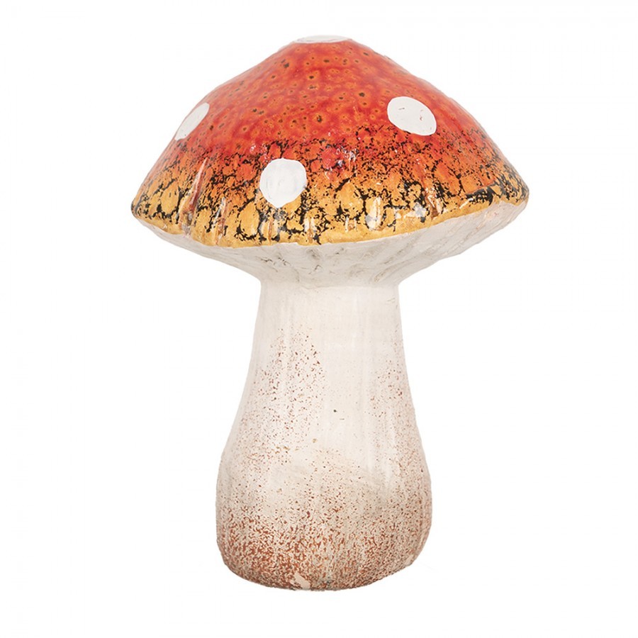 Bílo-červená keramická dekorace houba Muchomůrka S - 9*8*12 cm