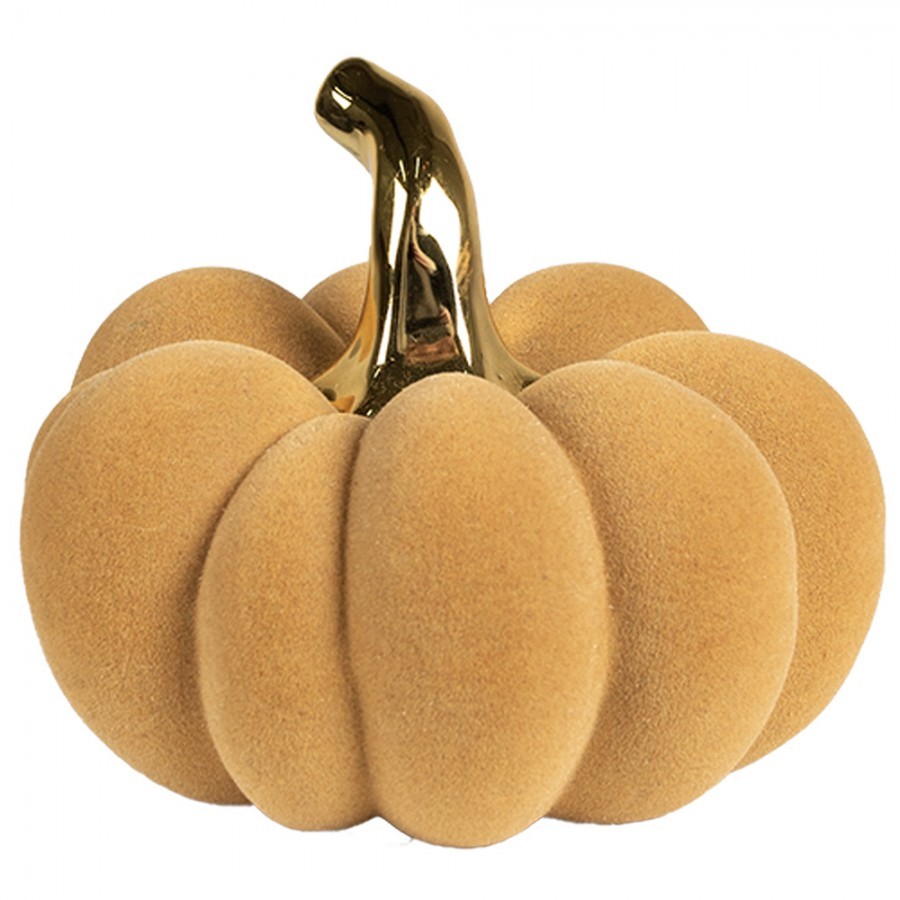 Oranžová keramická dekorace dýně Pumpkin - Ø 15*12 cm