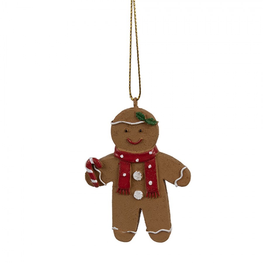 Hnědá vánoční ozdoba Perníček Gingerbread - 5*1*7 cm