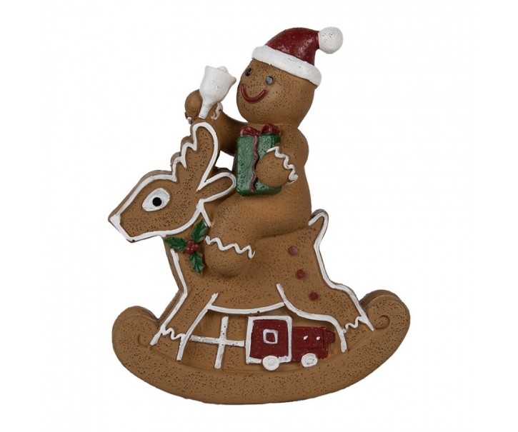 Vánoční dekorace Perníček na houpacím jelínkovi Gingerbread - 11*5*12 cm