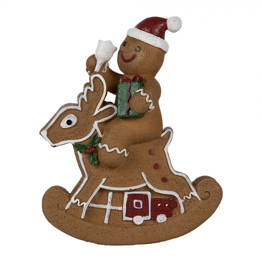 Vánoční dekorace Perníček na houpacím jelínkovi Gingerbread - 11*5*12 cm