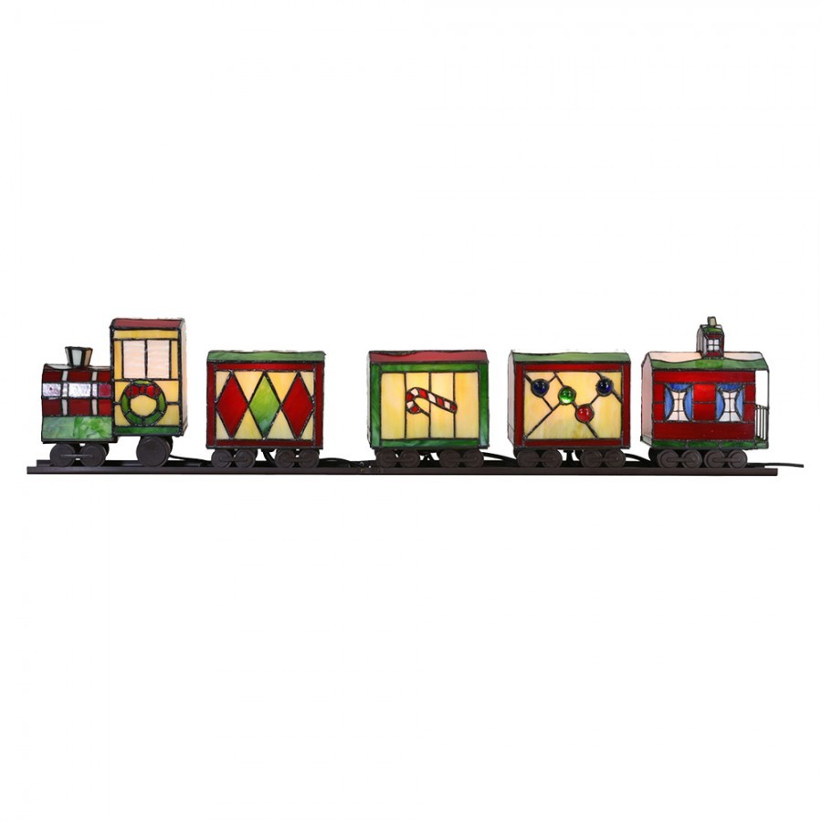 Stolní barevná Tiffany lampa Train - 100*9*20 cm E14/max 5*7W