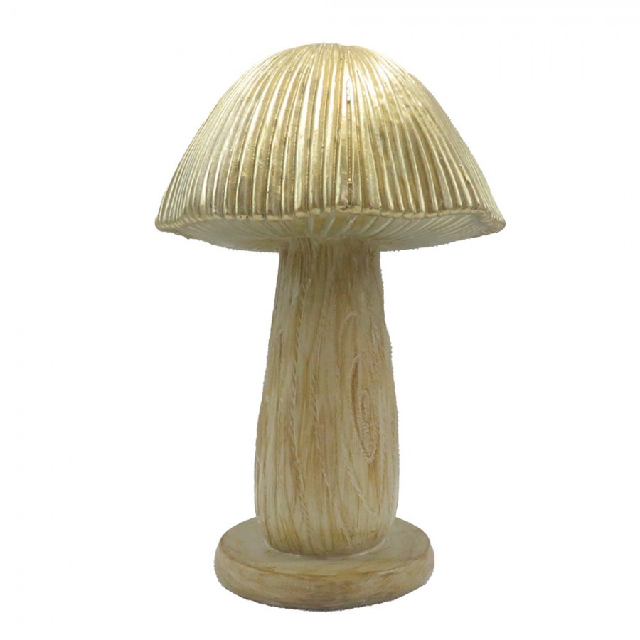 Béžovo-zlatá dekorace houba Mushroom - Ø 13*20 cm 