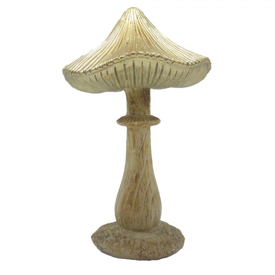 Béžovo-zlatá dekorace houba Mushroom - 11*9*15 cm