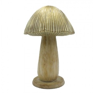 Béžovo-zlatá dekorace houba Mushroom - Ø 9*14 cm 