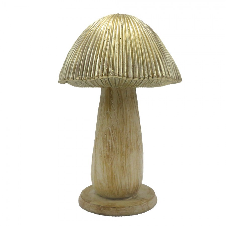 Béžovo-zlatá dekorace houba Mushroom - Ø 9*14 cm 