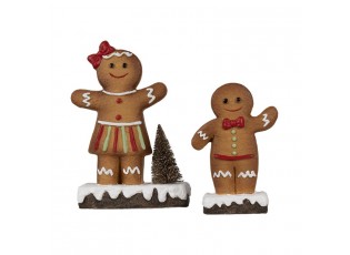 Hnědá vánoční dekorace holčička Perníček Gingerbread - 15*7*21 cm