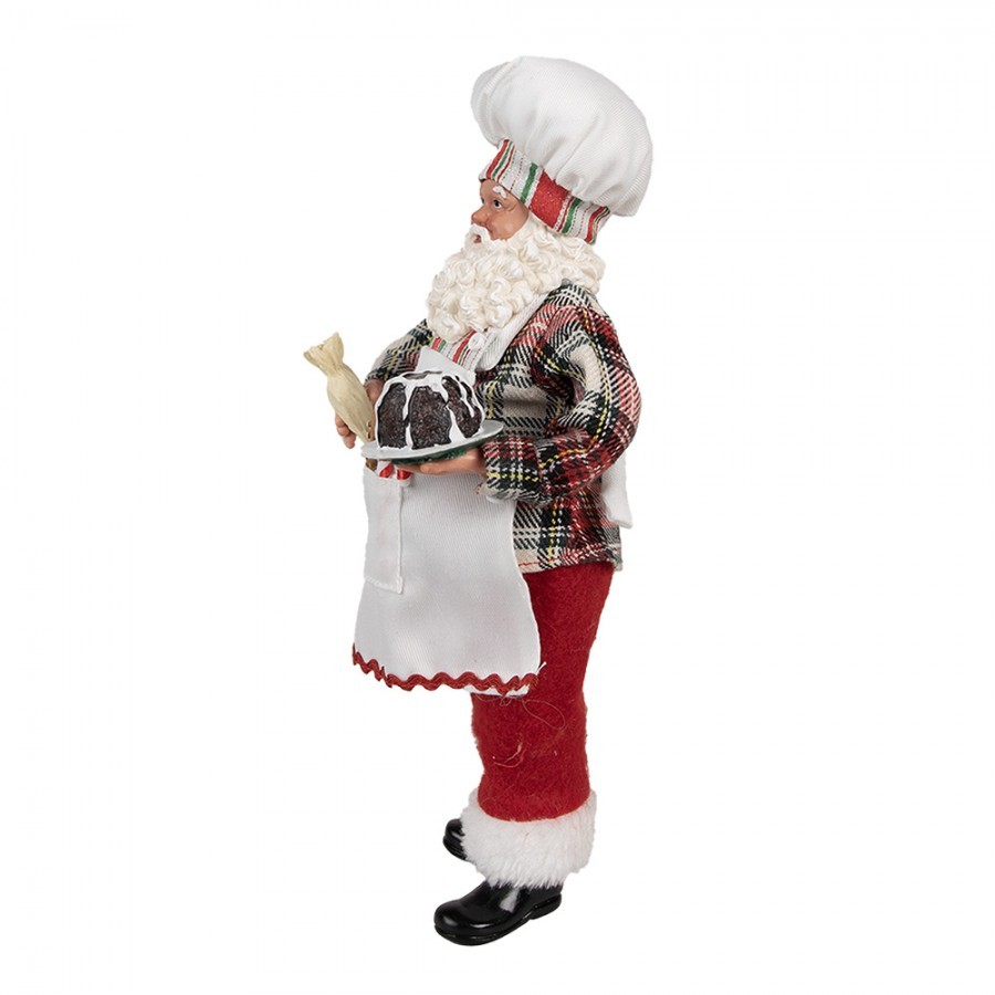 Vánoční dekorace Santa cukrář s dortem a perníčkem - 16*9*28 cm