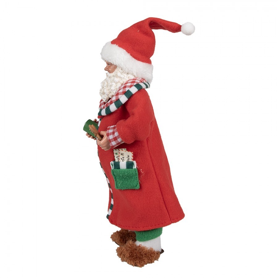 Vánoční dekorace Santa v kabátku s perníčkem a bačkorkama - 15*9*28 cm