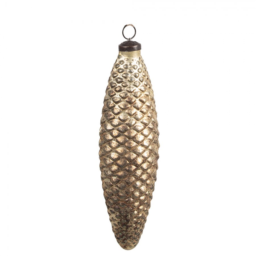 Zlatá skleněná vánoční ozdoba ve tvaru šišky L - Ø 7*6*22 cm