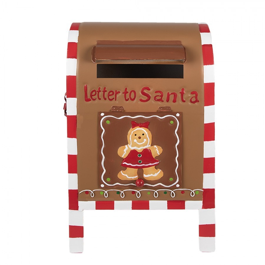 Hnědá kovová dekorační schránka Letter to Santa - 22*18*34 cm