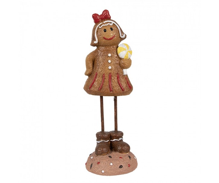 Vánoční dekorace Perníček Gingerbread dívka s lízátkem - 7*7*18 cm