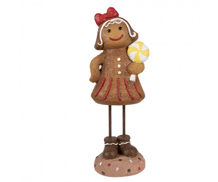 Vánoční dekorace Perníček Gingerbread dívka s lízátkem - 10*8*23 cm