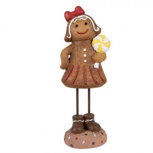 Vánoční dekorace Perníček Gingerbread dívka s lízátkem - 10*8*23 cm