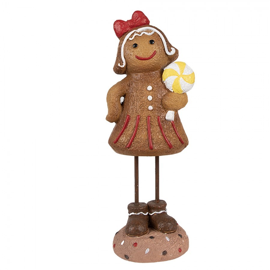 Vánoční dekorace Perníček Gingerbread dívka s lízátkem - 10*8*23 cm