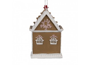 Závěsná vánoční růžová ozdoba perníková chaloupka Gingerbread - 6*4*9 cm